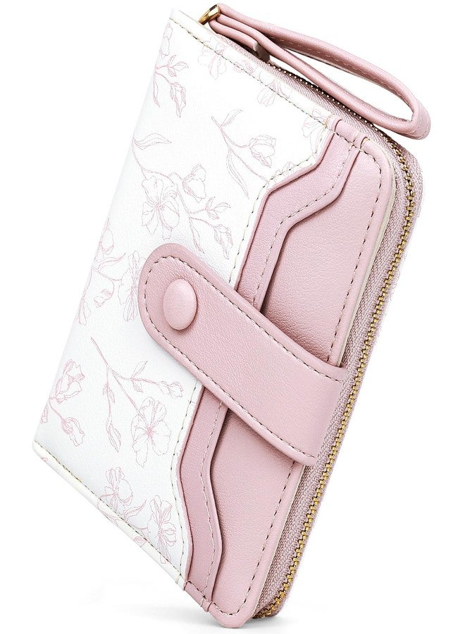 Busnos Women's Wallet Small Wallets for Women Cute Ladies Wallets Pink Bifold Flower Wallet Womens With Card Holder for Women Women's Coin Pocket Purses with Zipper - Image 1